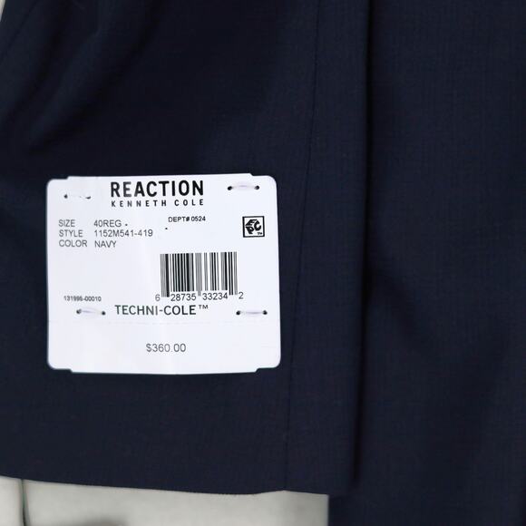 Kenneth Cole Reaction Men's Navy Houndstooth Techni-Cole Slim Blazer Size 40R - Picture 6 of 6